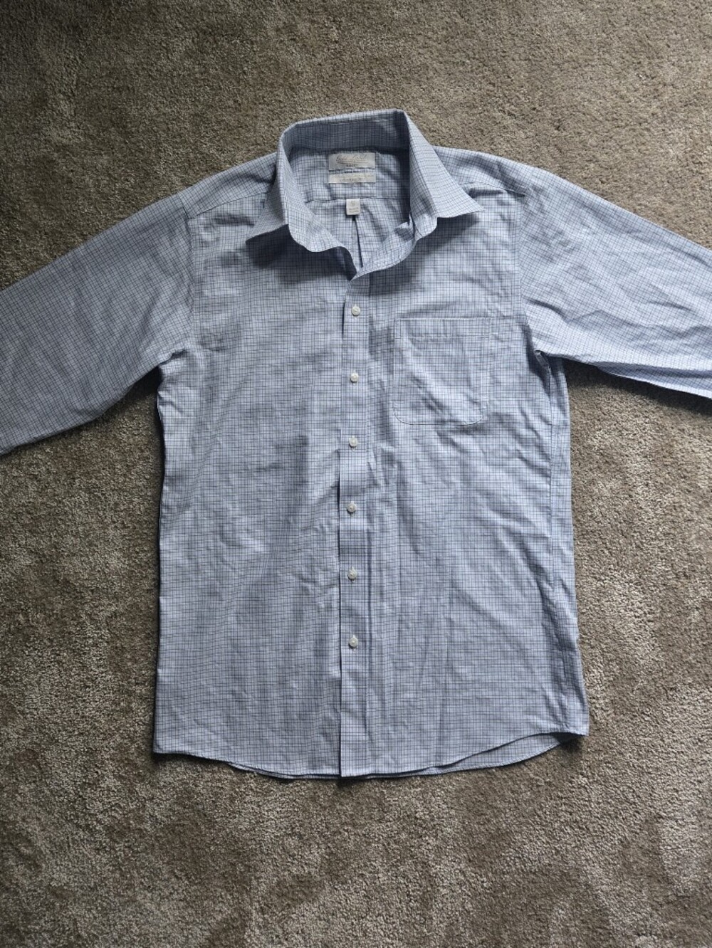 Roundtree & Yorke Light Blue Checked Dress Shirt